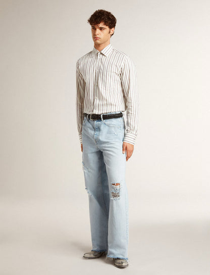 pants in lived-in effect denim