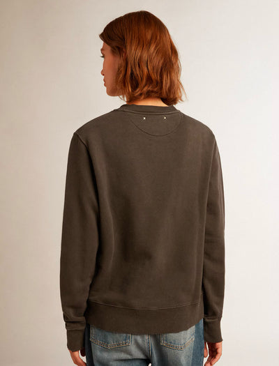 Women's anthracite gray sweatshirt with crystals