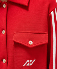 KNITTED SPORTY CARDIGAN - RED