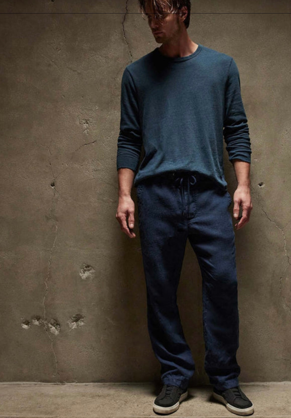 Relaxed fit linen pant - imperial pigment