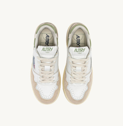 CLC LOW SNEAKERS IN WHITE, GRAY AND GREEN LEATHER