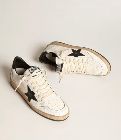 Men's Ball Star in white nappa with black star