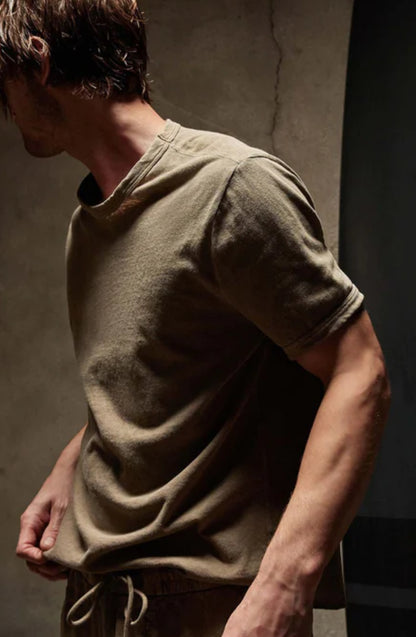 Slub jersey short sleeve crew - cashew pigment