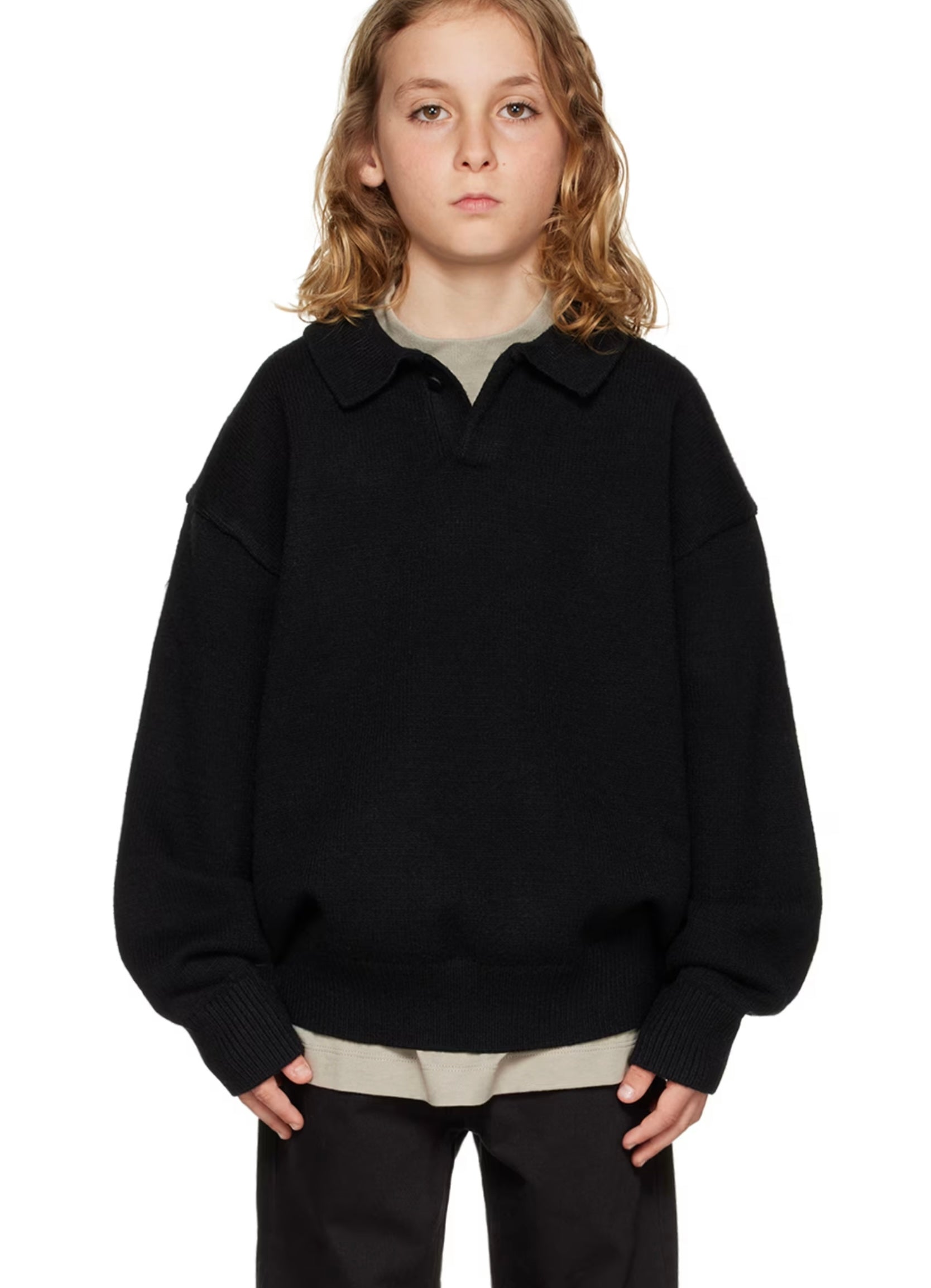 Core kids knit polo - jet black