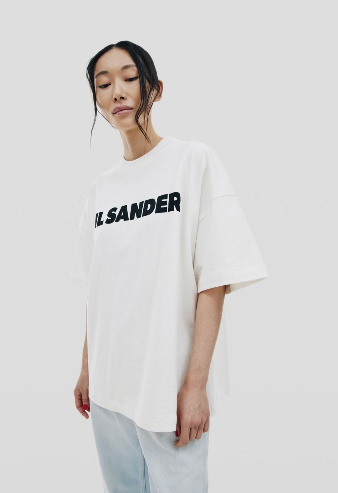 Women’s oversized logo print tee - white