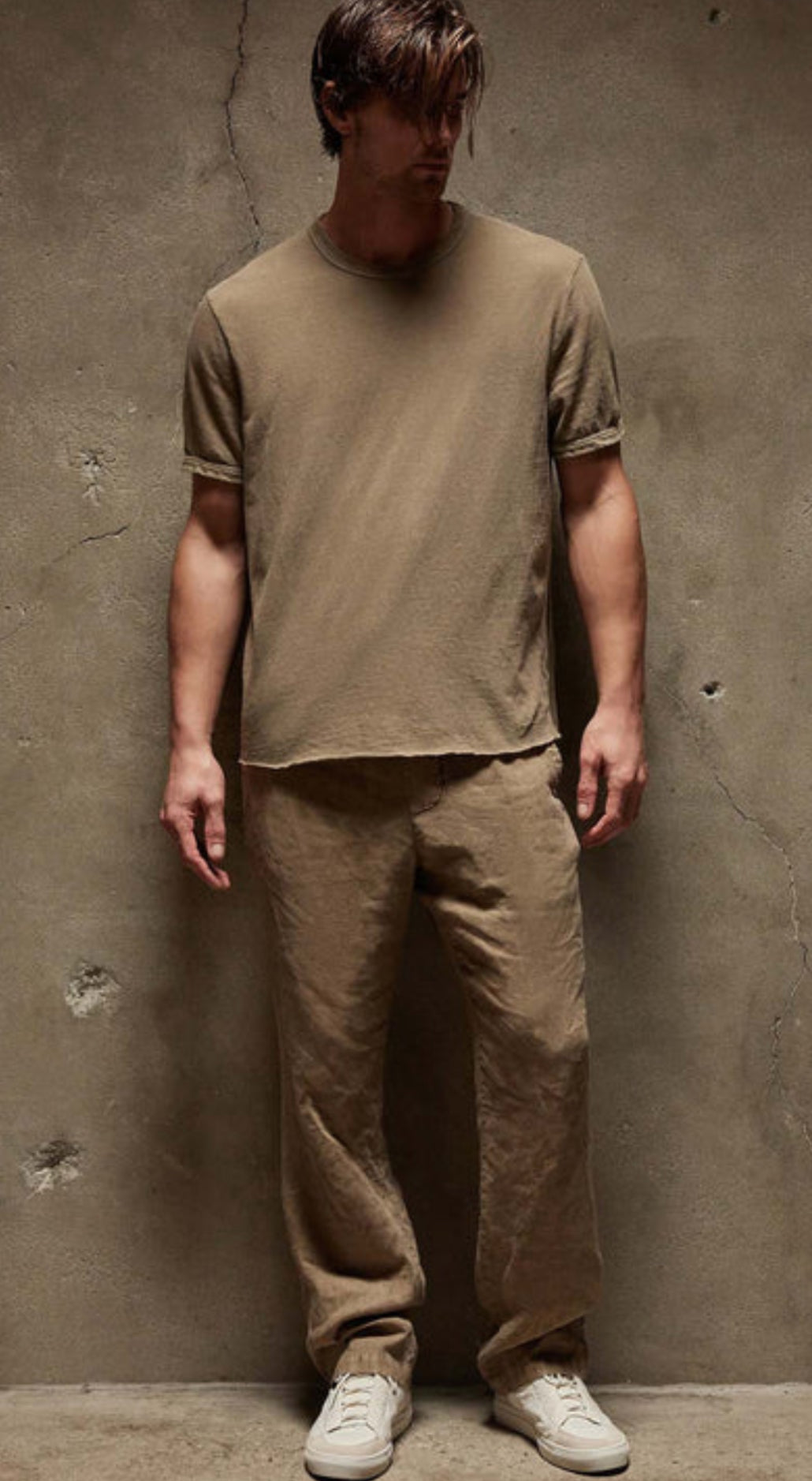 Slub jersey short sleeve crew - cashew pigment