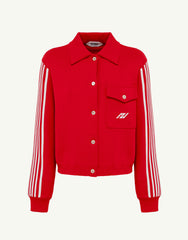 KNITTED SPORTY CARDIGAN - RED
