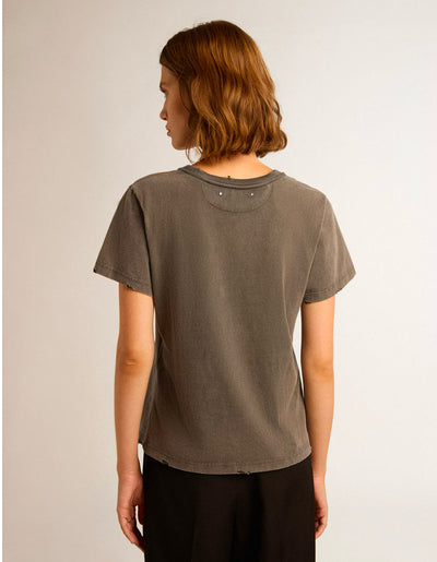 Distressed slim-fit T-shirt in anthracite gray