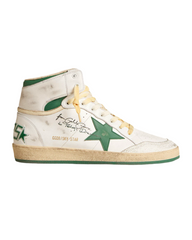 SKY STAR - white leather with green leather star