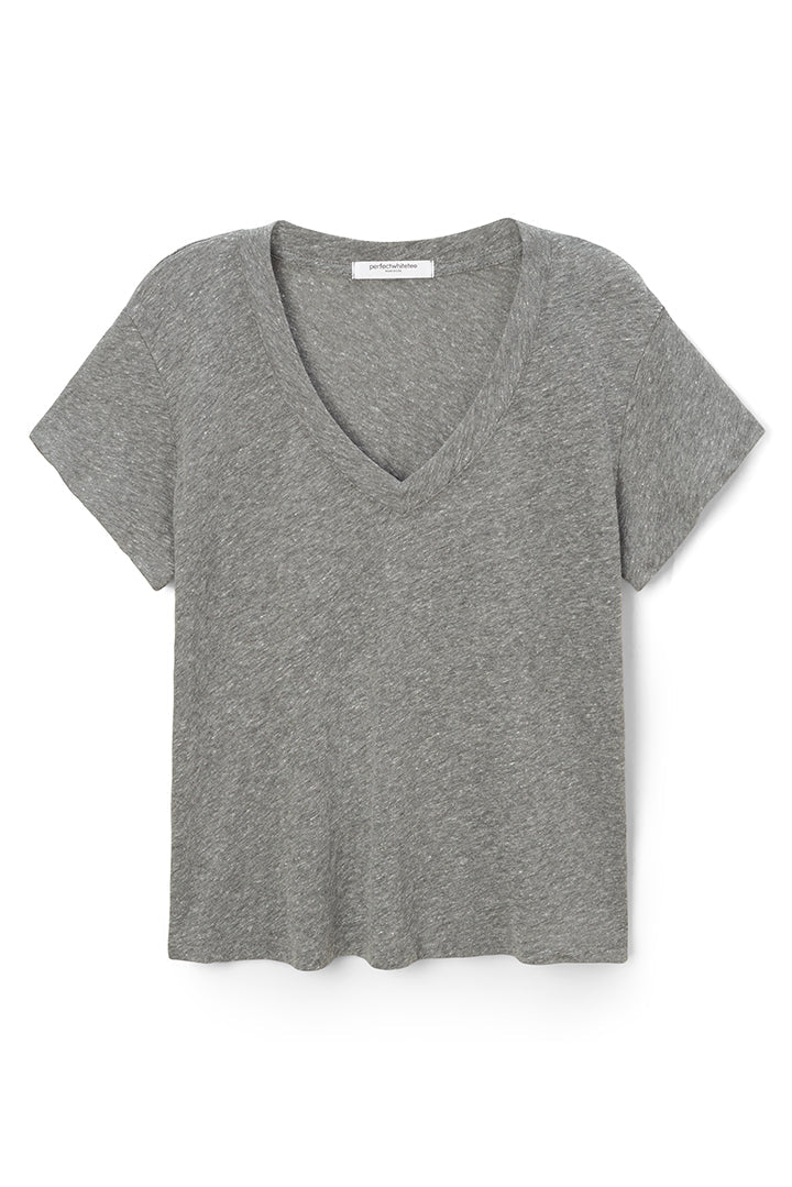 HENDRIX V NECK TEE - Heather grey