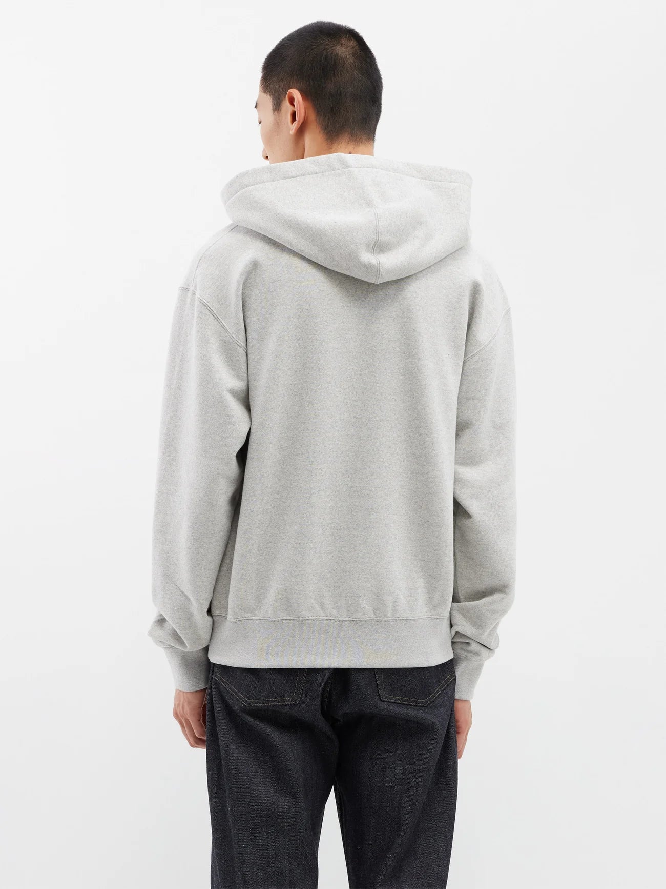 Logo print cotton jersey hoodie - grey marl