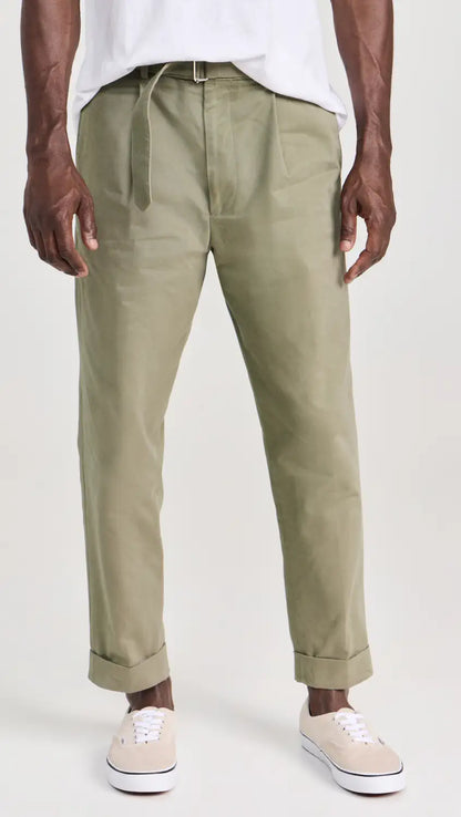 Hugo Twill Slub Pants - olive