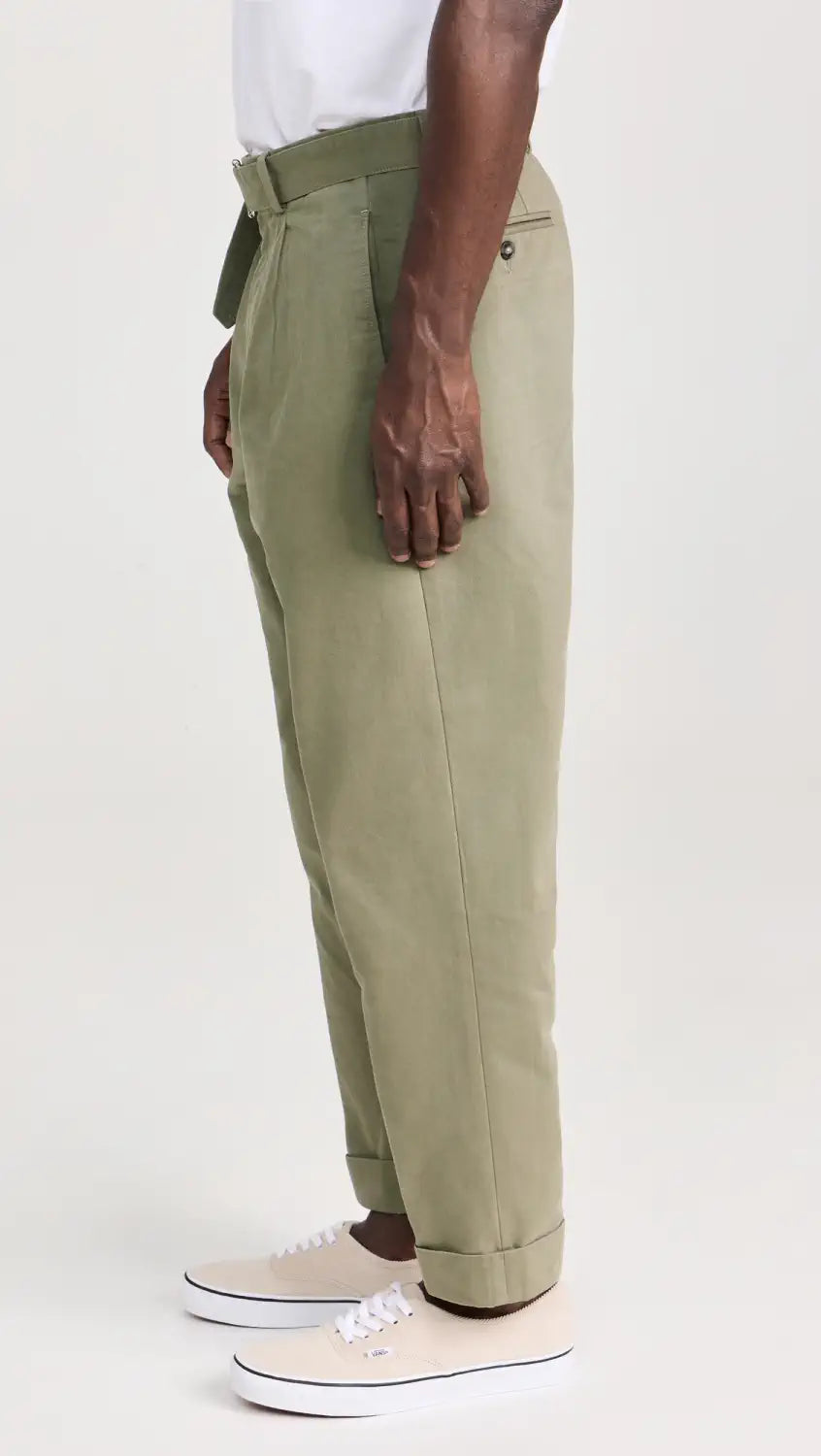 Hugo Twill Slub Pants - olive