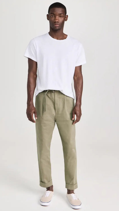 Hugo Twill Slub Pants - olive