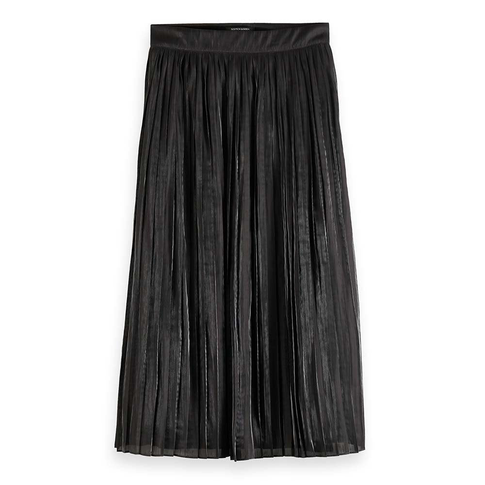 Pleated high rise maxi skirt - evening black