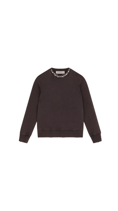Women's anthracite gray sweatshirt with crystals