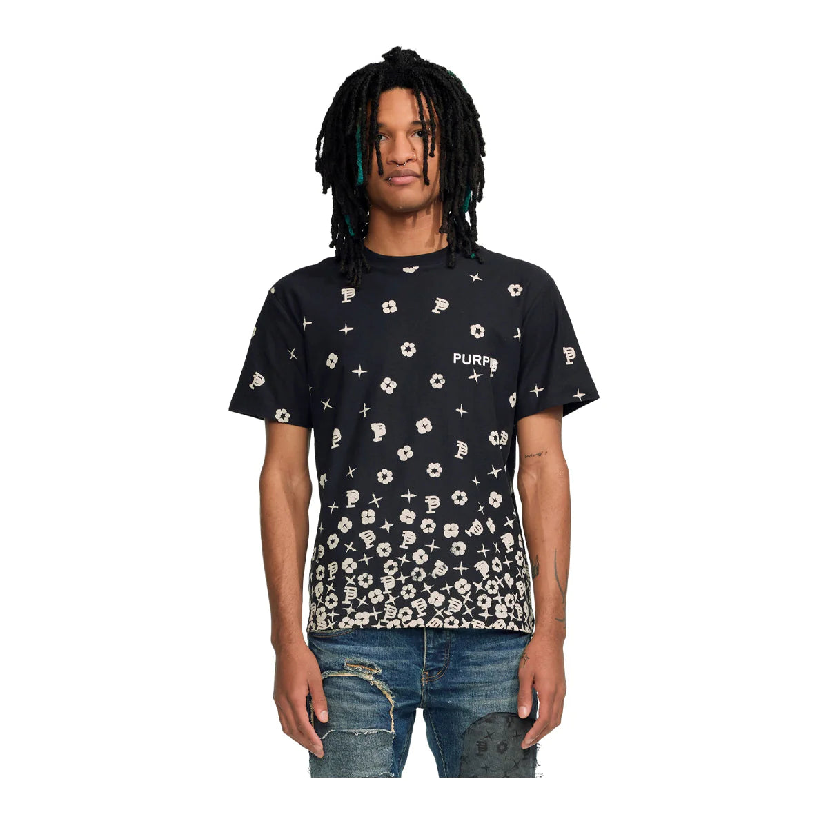 Textured Jersey Graphic Tee - Black