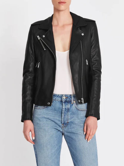 Newhan leather jacket - black