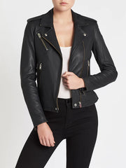 Newhan leather jacket - slate grey