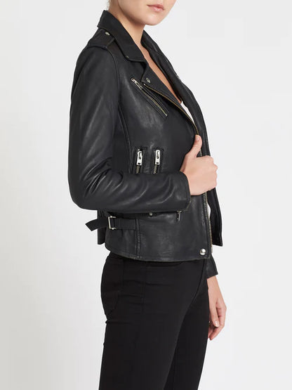 Newhan leather jacket - slate grey