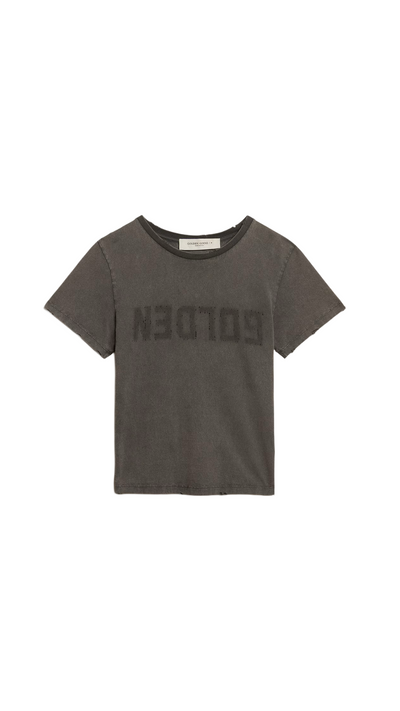 Distressed slim-fit T-shirt in anthracite gray