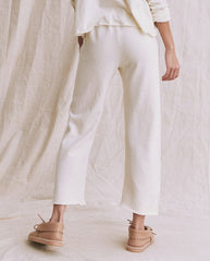 THE WIDE LEG CROPPED SWEATPANT - WASHED WHITE