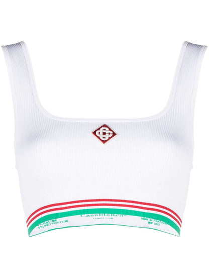 Logo crop tank top - white