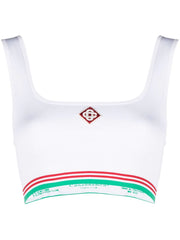 Logo crop tank top - white