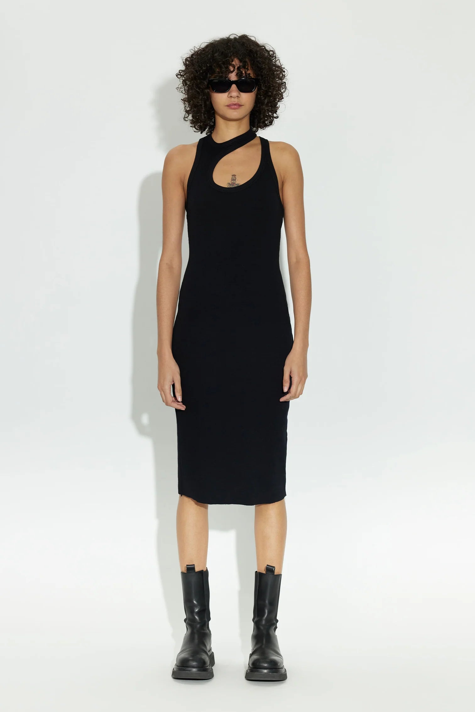 Verona cut out midi dress - Jet black