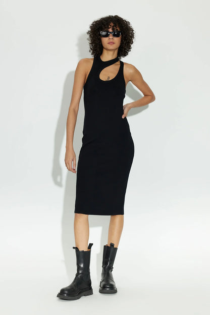 Verona cut out midi dress - Jet black