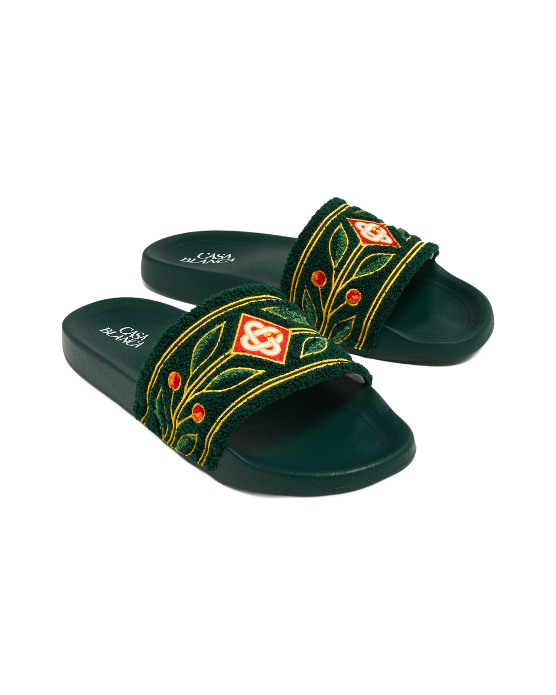 Paris embroidered terry slides