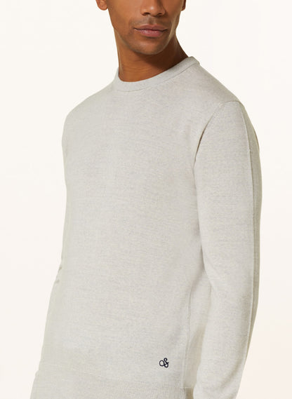 Classic crewneck pullover - bone white melange