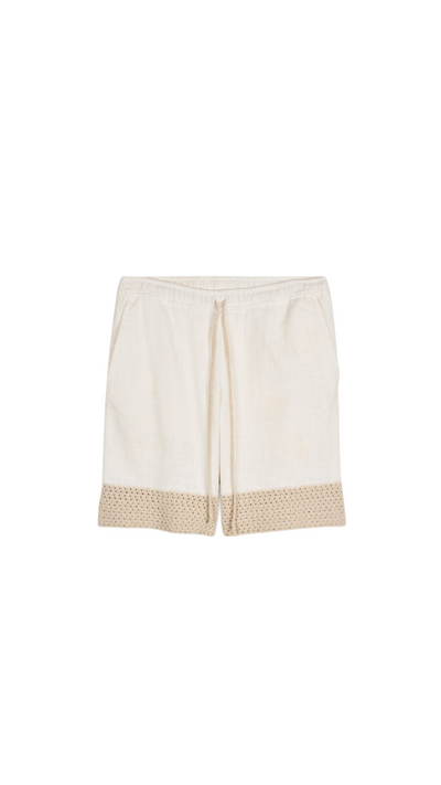 Linen short with mesh insert