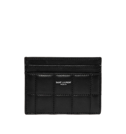 Black quilted leather card holder