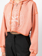 Cropped graphic print hoodie