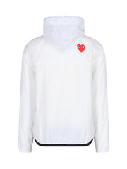 Heart logo nylon hoodie in white