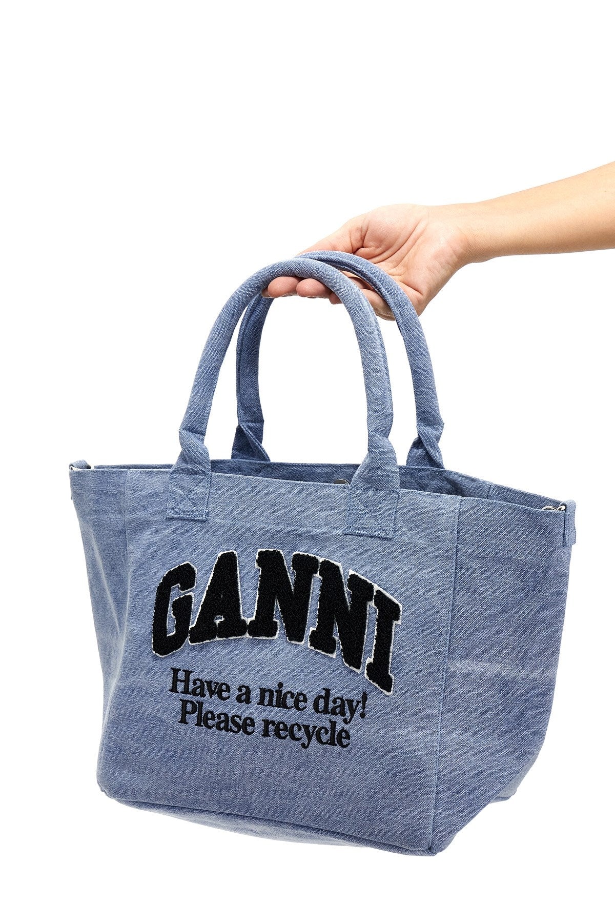 Washed blue small shopping bag