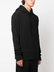 Black drawstring cotton hoodie