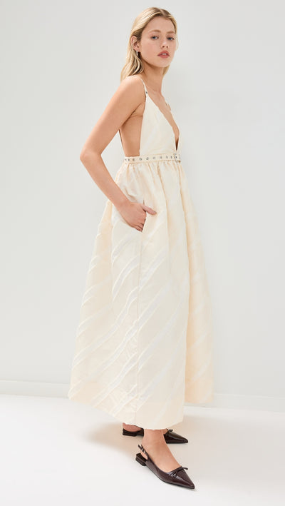 Off white stripe strap dress