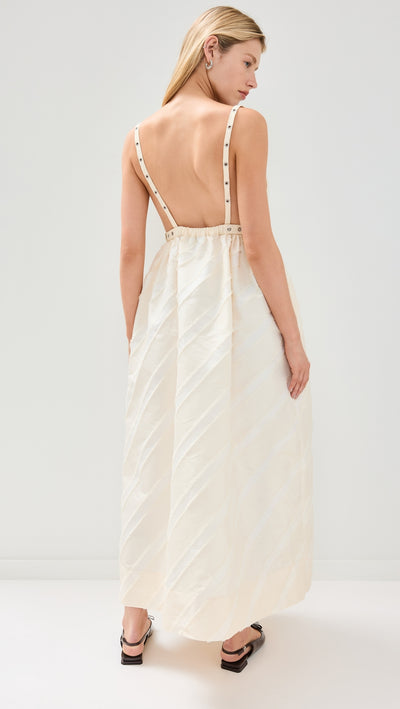 Off white stripe strap dress