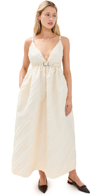 Off white stripe strap dress