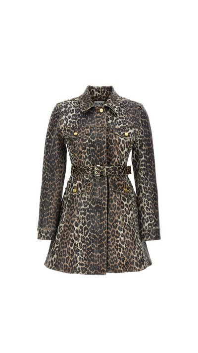 Denim leopard dress
