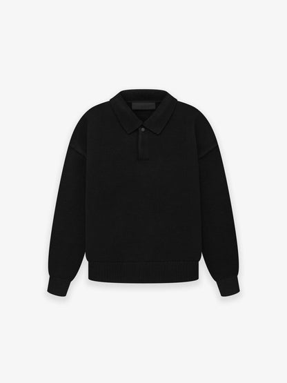 Core kids knit polo - jet black