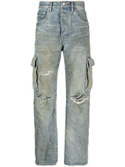 Mid rise with straight leg cargo jeans
