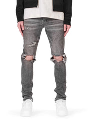 Slim mid rise with straight leg - faded grey