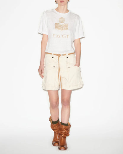 zewel logo t-shirt in plain-colored linen