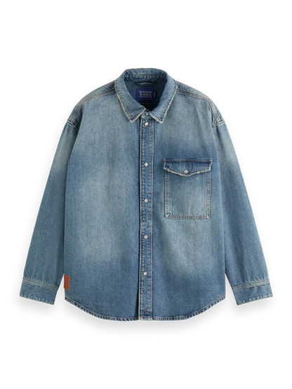 Oversized Washed Denim Shirt - Frisco Nights