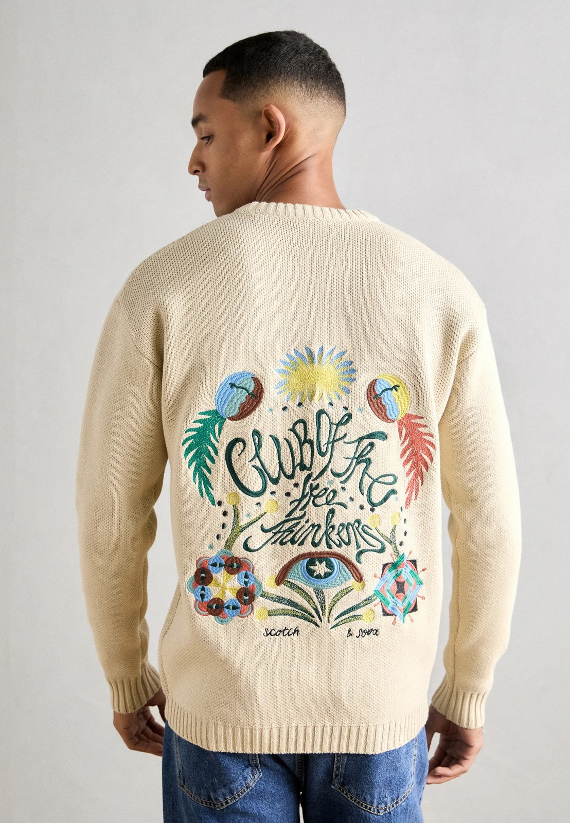 Back Embroidery Sweater Beige