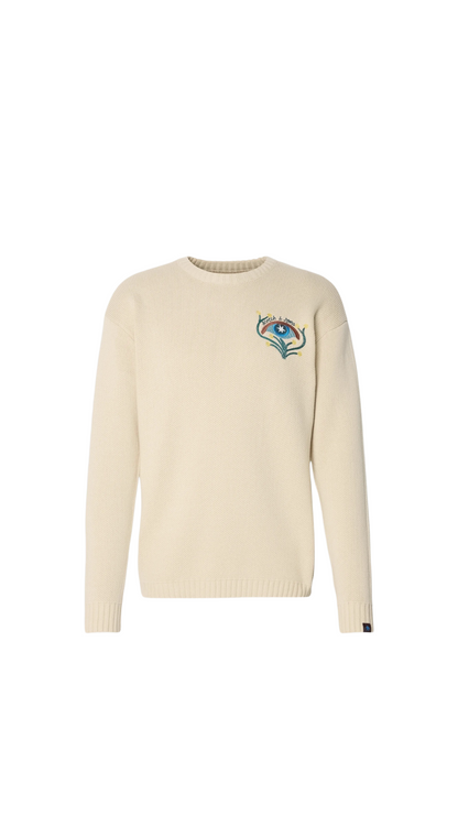 Back Embroidery Sweater Beige