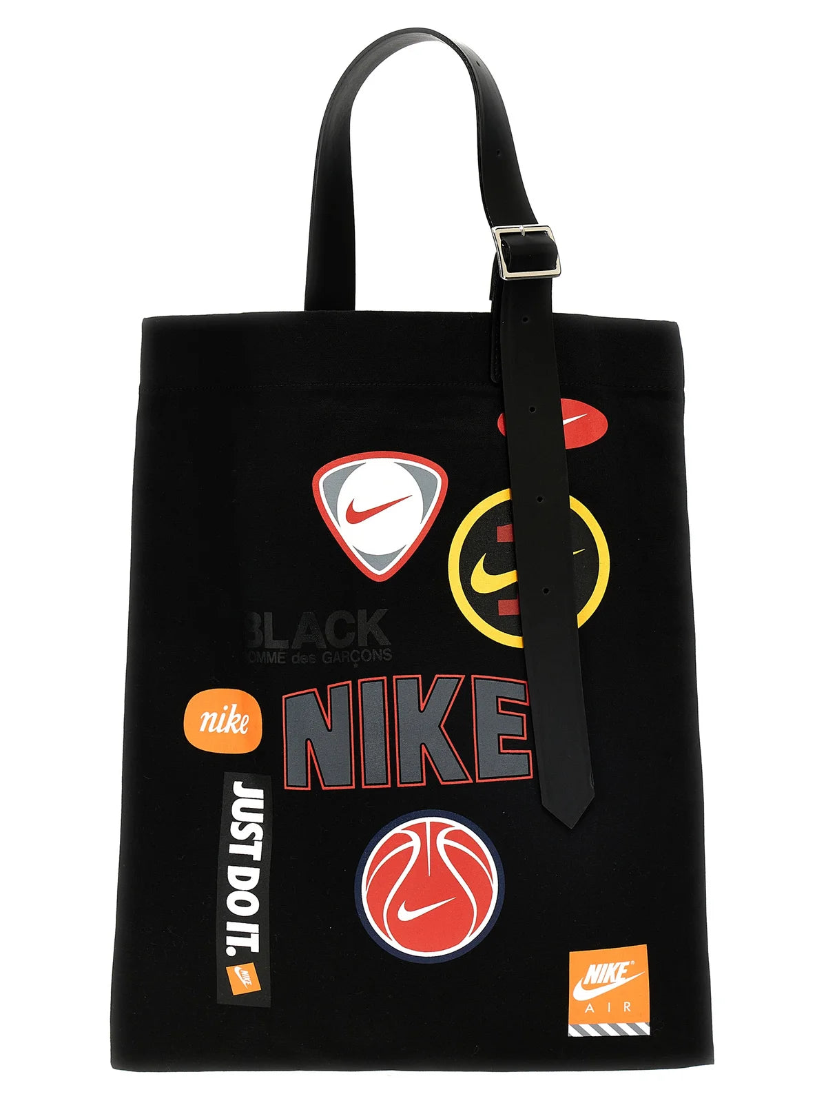 Black Comme des Garçons X Nike Logo Printed Tote Bag